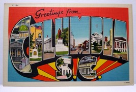 Greetings From Columbia South Carolina Large Big Letter Linen Postcard Unused - £4.97 GBP