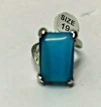 NEW Blue Sapphire Chalcedony Women&#39;s Large Stone Size 9 US Ring - £6.33 GBP