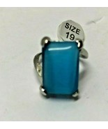 NEW Blue Sapphire Chalcedony Women&#39;s Large Stone Size 9 US Ring - £6.26 GBP