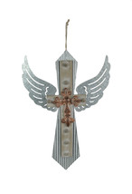Galvanized Metal Winged Cross Handmade Decorative Rustic Hanging Wall Decor - £19.29 GBP
