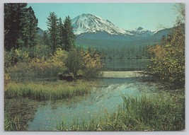 Lassen Peak From Manzanita Lake Lassen Volcanic National Park Vintage Postcard - $14.45