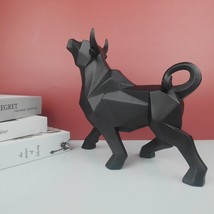 Bull statue Taurus resin Bull Figurine Animal Sculpture Ox Home Decor Symbol Bla - £63.11 GBP