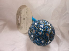 Frosty Elegance &quot;Blue Mirrored Diamonds&quot; Ornament Ball NEW 3&quot; - $183.94 MXN