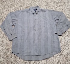 Puritan Grey Stipe Button Down Long Sleeve Shirt Men&#39;s Large - £6.39 GBP