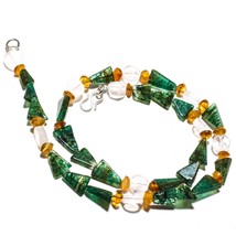 Moss Agate Natural Gemstone Beads Jewelry Necklace 17&quot; 96 Ct. KB-932 - £8.54 GBP