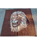 Vintage Lion Head Safari Plush Reversible Throw Blanket 60x80 Homemaker ... - £45.76 GBP