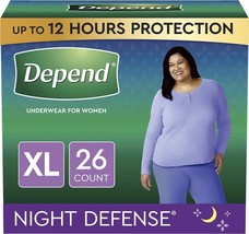 Depend Night Defense Incontinence Women&#39;s Underwear XL Blush 26Count 2pa... - $27.10