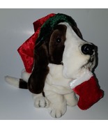 Dan Dee Christmas Puppy Dog Plush Stuffed Toy Stocking Santa Hat Basset ... - £34.36 GBP