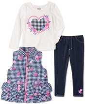 Kids Headquarters Infant Girls Printed Puffer Vest T-Shirt &amp; Jeggings Set  24 M - £47.96 GBP
