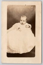 RPPC Edwardian Baby Big Dark Eyes Large Gown Real Photo Postcard R25 - £5.51 GBP