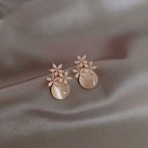 2021 new fashion opal zircon petal Earrings European and American style female E - £7.35 GBP
