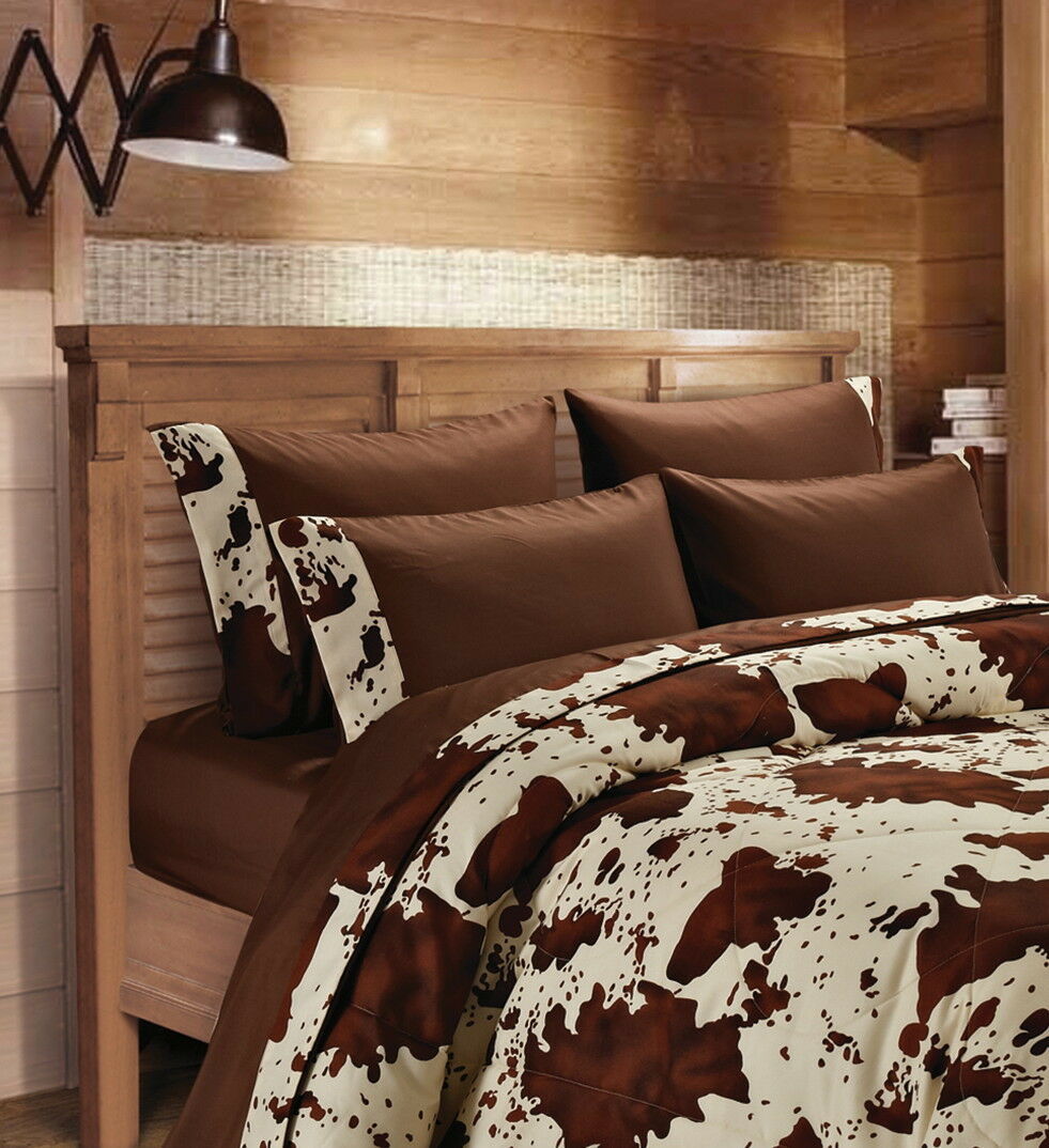 CHOCOLATE RODEO! SHEET SET TWIN SIZE WESTERN BEDDING 3 PC LODGE MICROFIBER BROWN - $29.69
