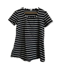 Maternite Maternity Women’s Top Black White Stripes Short Sleeve Size Small - £9.49 GBP