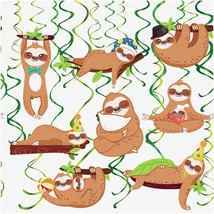 Slothly Swirls: 15pcs Party Hanging Decorations for Sloth Theme Birthday, Baby S - £21.85 GBP