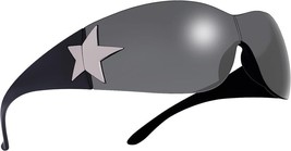 Rimless Sunglasses for Women Men,Trendy Shield Wrap Around Sunglasses Oversized - £11.54 GBP