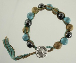Modern Jewelry Beaded Bracelet Hematite Jasper Turquoise Sterling Heart ... - £19.43 GBP