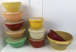VTG Lot of 10 Tupperware Bowls Multi Colors (Pastels)/Sizes/Shapes – Most W/Lids - £31.13 GBP