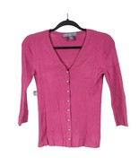 Josephine Chaus Cardigan Sweater S Petite Womens Purple Viscose Silk Ribbed - $19.66