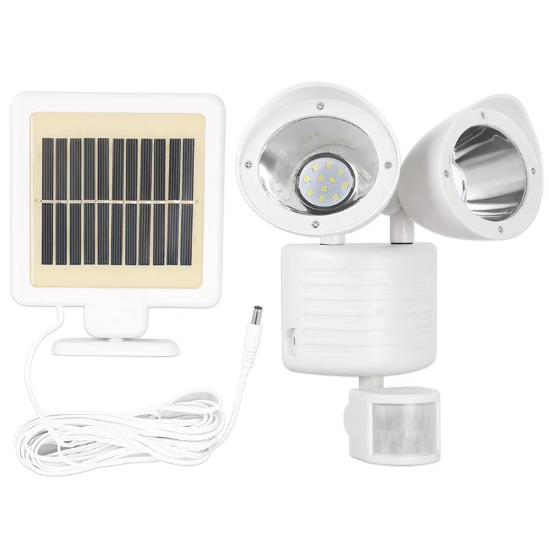 22LED Solar Powered Motion Sensor Double Head Wall Light Outdoor Garden Spotligh - £110.88 GBP