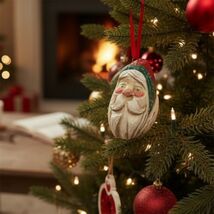 Carved wood Santa Claus ornament by House of Hatten 1988 Folk Art - $19.77