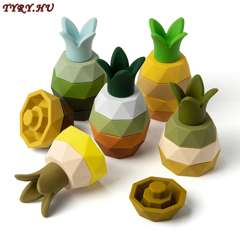 TYRY.HU 1Set Silicone Building Block Silicone Teether Pineapple Soft Block - £14.50 GBP