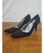 Stuart Weitzman Black Fabric Raquel Slip on Pumps Sculpted Heels Shoes S... - €54,56 EUR