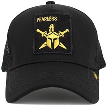 Fearless Spartan Helmet Molon Labe Black Trucker Style Hat by KB Ethos - £14.85 GBP