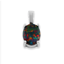 Rainbow Opal Oval Drop Pendant Necklace Solid 925 Sterling Silver - £12.57 GBP