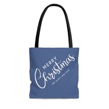 Merry Christmas &amp; Happy New Year Logo Galaxy Blue AOP Tote Bag - $17.65+