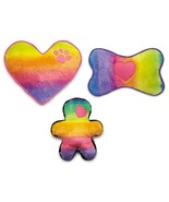 Rainbow Dog Toys Soft Plush Colorful Squeaker Ombre Choose Heart Bone Pa... - $201.39 MXN+