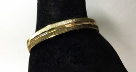 1950s Crown Trifari Gold Plated 3/8” Wide Finely Engraved Bangle - £25.54 GBP
