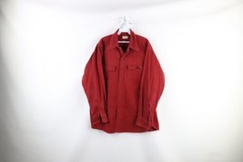 Vintage 70s LL Bean Mens 17.5 Long Distressed Chamois Cloth Button Shirt Red USA - £42.79 GBP