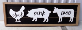 NEW Hen Pig Cow Pig Chuck Oink Moo Country Wall Art Rustic Home Farmhouse Wood - £29.69 GBP