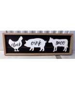 NEW Hen Pig Cow Pig Chuck Oink Moo Country Wall Art Rustic Home Farmhous... - £28.95 GBP