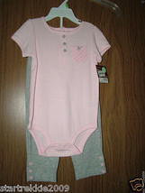 Carter&#39;s Baby Girl Short Sleeve 2-Piece Bodysuit Set, Sz 12 Months. NWT - $17.99
