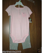 Carter&#39;s Baby Girl Short Sleeve 2-Piece Bodysuit Set, Sz 12 Months. NWT - $17.99