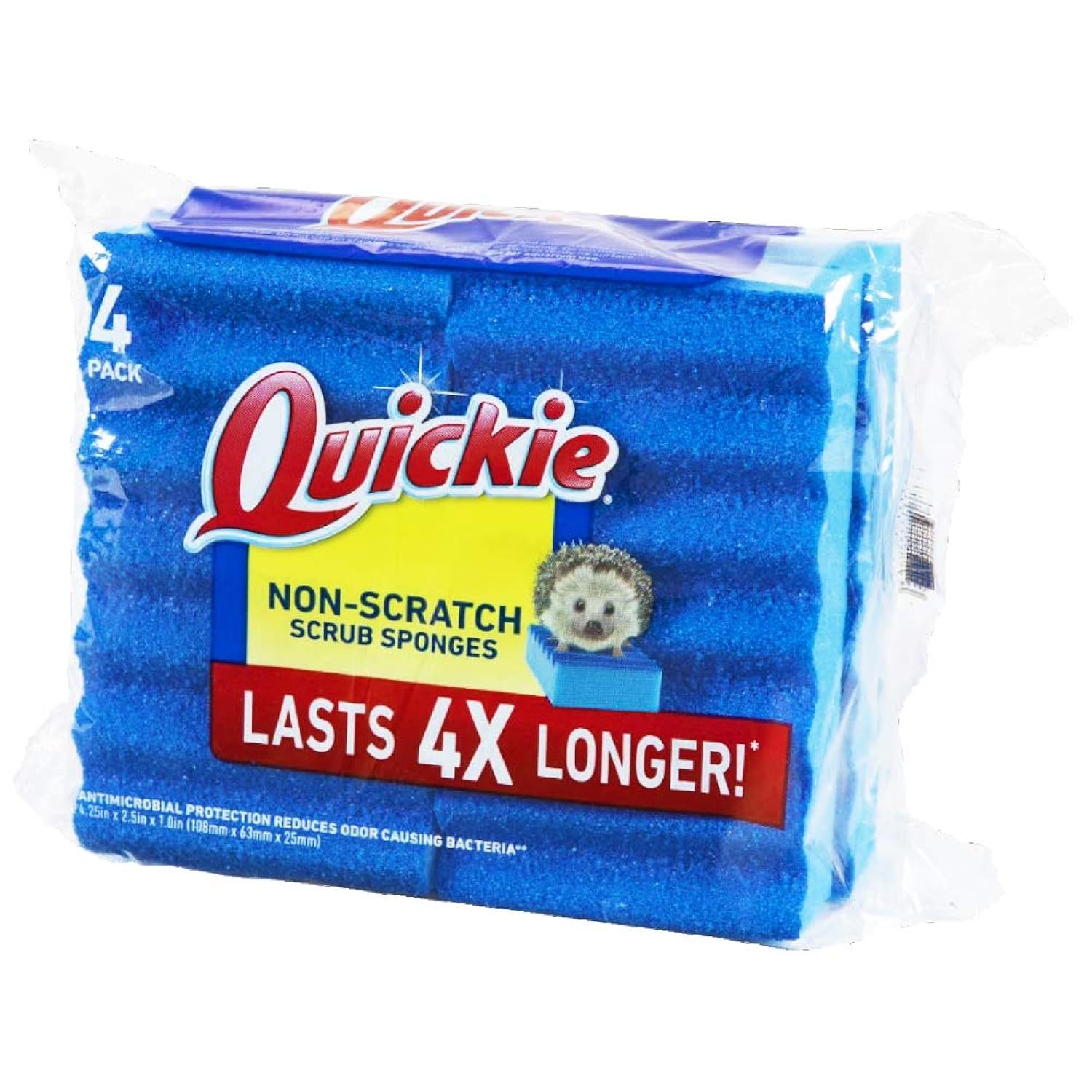 Quickie Long Lasting Non-Scratch Scrubber Sponge (4 Pack) (2051878), 4-Pack, Mul