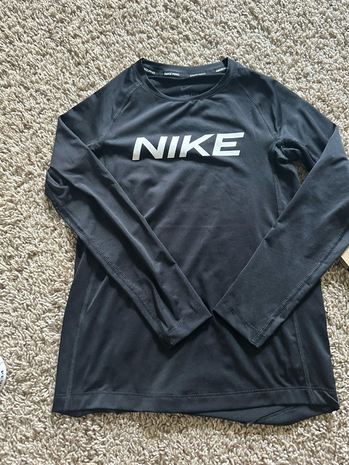 Nike Pro Dri Fit Kids Training Black Long Sleeve Shirt Size XS Pull Over... - $19.99
