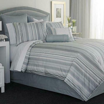 Nautica Kensett Gray Silver 2 Standard Pillow Shams Silk Blend Euc PAIR - £10.36 GBP