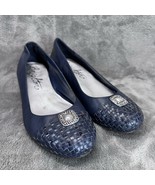 Brighton Footwear Barb Ballerina Women’s 9 M Blue Leather Shoes With Met... - $95.50 CAD