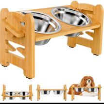 Raised Dog Bowls Small Medium Adjustable Elevated Tilted Cat Food Feeding Dishes - £22.34 GBP