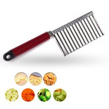 Crinkle Cutter Knife Stainless Steel Cutting Tool for Potato Carrot Chip Vegetab - £8.10 GBP