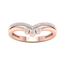 10K Rose Gold 1/10ct TDW Diamond Contour Wedding Band - £175.85 GBP