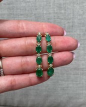 Natural Emerald  Hoop Screw Back Earrings, 14K Gold Plated Minimalist Je... - £106.23 GBP