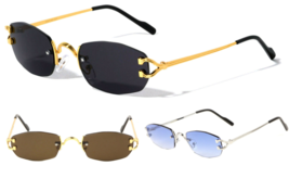 Savant Slim Rimless Geometric Oval Aviator Sunglasses Classic Casual Luxury Vtg - £15.24 GBP