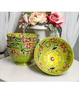 Luxury Ottoman Style Textured Dining Bowls Set of 4 Sunflower Green Tape... - $54.32 CAD