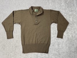 Vintage US Army Sweater Men Large OD Green Wool Henley Military Outdoor ... - $34.64