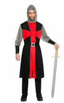 Medieval Templar Knight Tunic Red/Black Costumes Theater Crusader Sleeveless - £57.25 GBP+