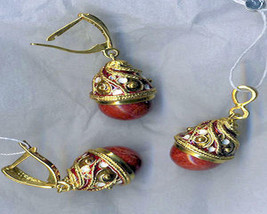 Silber Russische Handmade Faberge Ei Anhänger &amp; Ohrringe Set #11-049-ER - £137.01 GBP