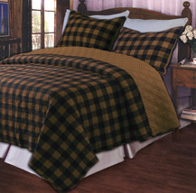 Brown Western Plaid Oversize Reversible Quilt Set King Size - £207.03 GBP